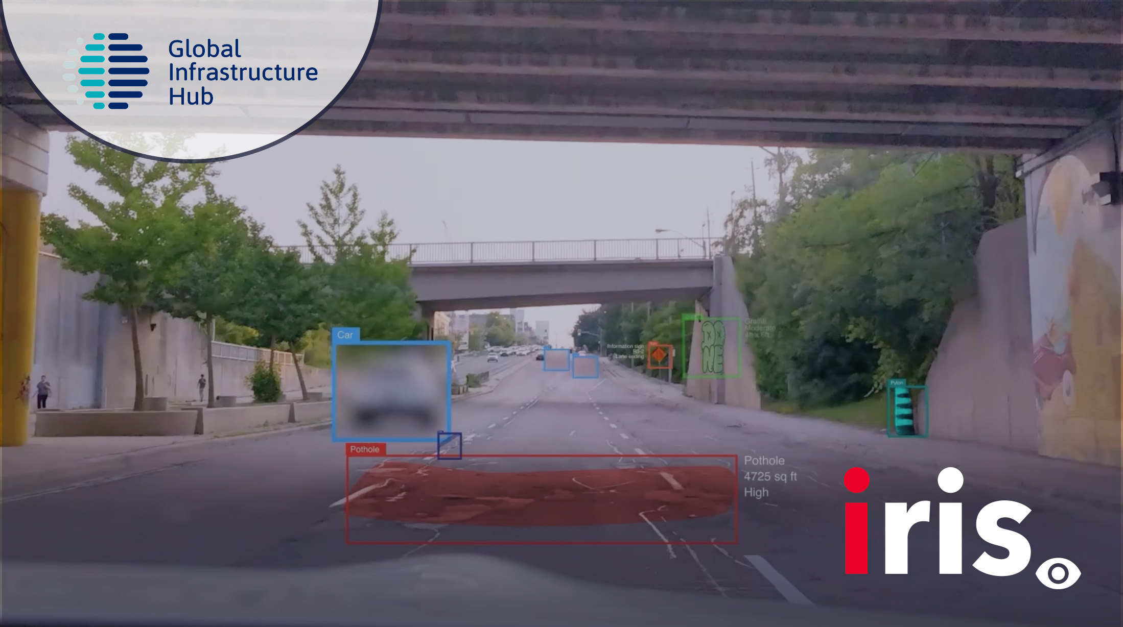 irisGO A.I. detecting road defects and assets during a live patrol